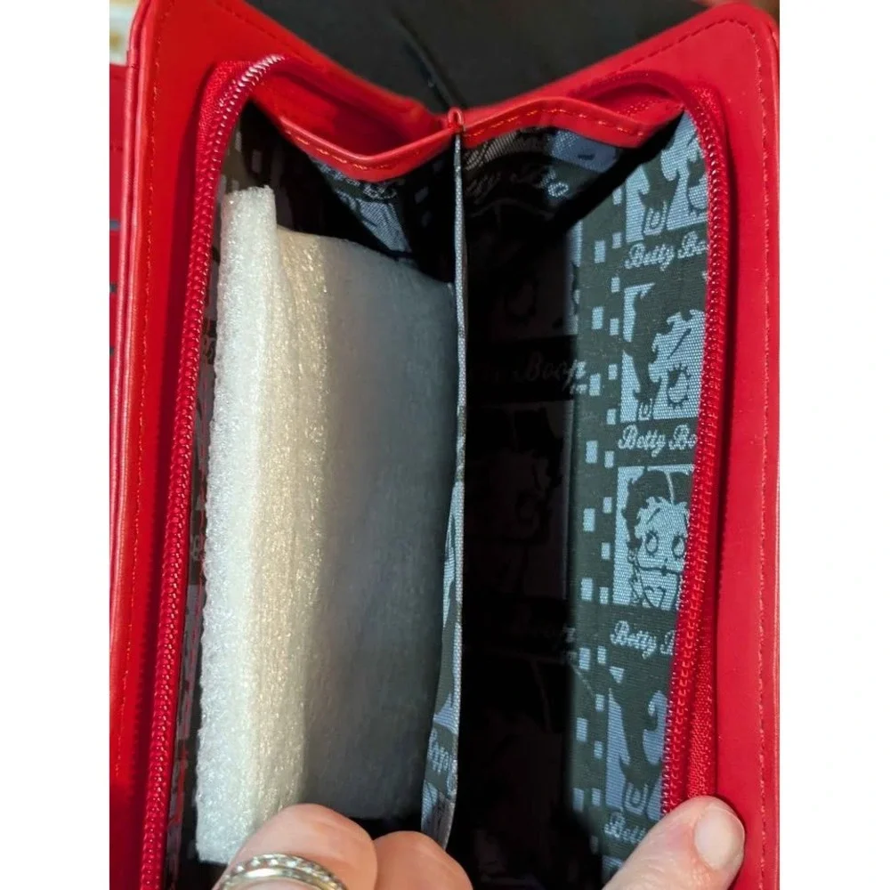 Betty Boop Red Rhinestone Crossbody Wallet Purse Clutch Bag Studded‎ Glam